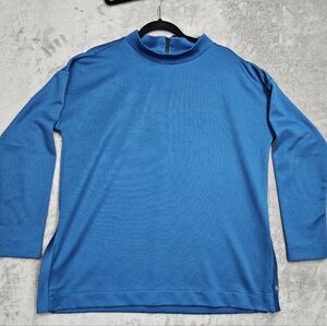 Levelwear Men's XL Long Sleeve Mock Neck Shirt - Vibrant Blue Performance Top -